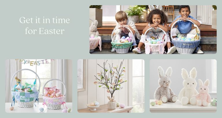 POTTERY BARN KIDS გთავაზობთ 40%-იან ფასდაკლებას სააღდგომო სათამაშოებსა და აქსესუარებზე