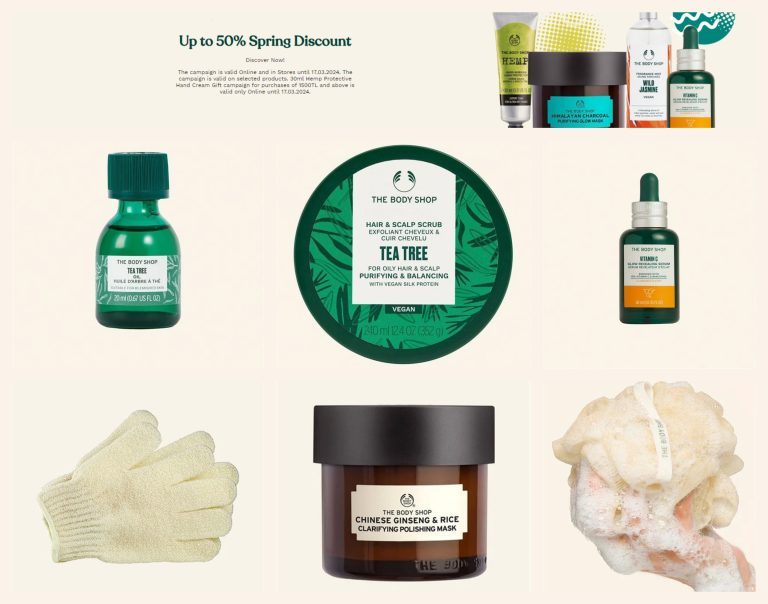 50%-იანი ფასდაკლება THE BODY SHOP – ის თავის მოვლის საშუალებებზე
